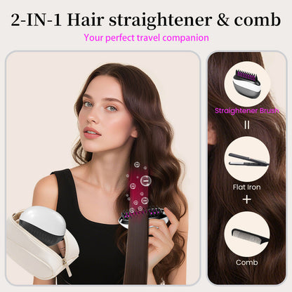 Portable Electric Heated Hair Straightener Brush – Fast Smooth Styling, Waterproof Design