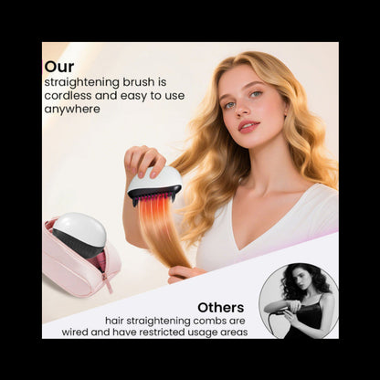 Portable Electric Heated Hair Straightener Brush – Fast Smooth Styling, Waterproof Design
