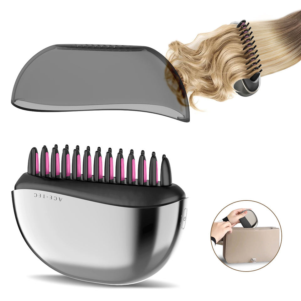 Portable Electric Heated Hair Straightener Brush – Fast Smooth Styling, Waterproof Design